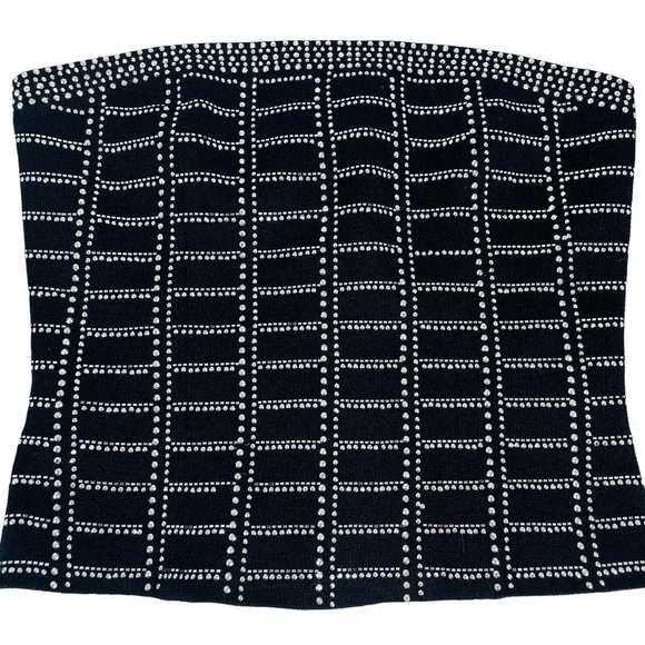 St John Evening Knit Jewels Strapless Top Back Zip Medium - Picture 3 of 9